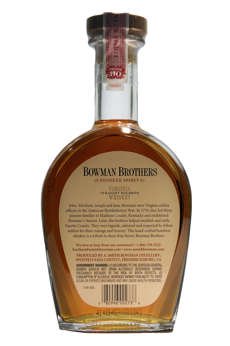 Bowman Brothers Small Batch 90 Proof Virginia Straight Bourbon Whiskey