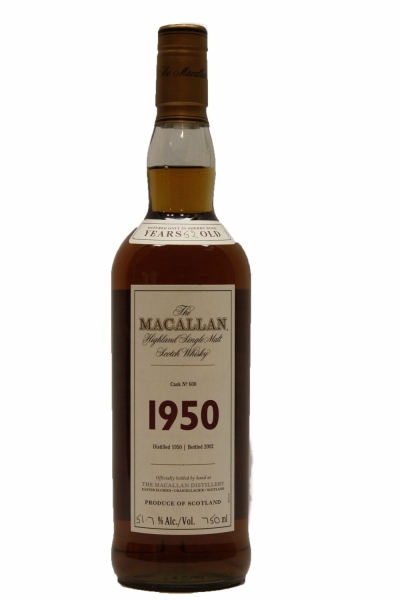 The Macallan Fine & Rare 1950 Cask Strength 52 Year Old Single Malt Whisky  (750mL) - ForWhiskeyLovers.