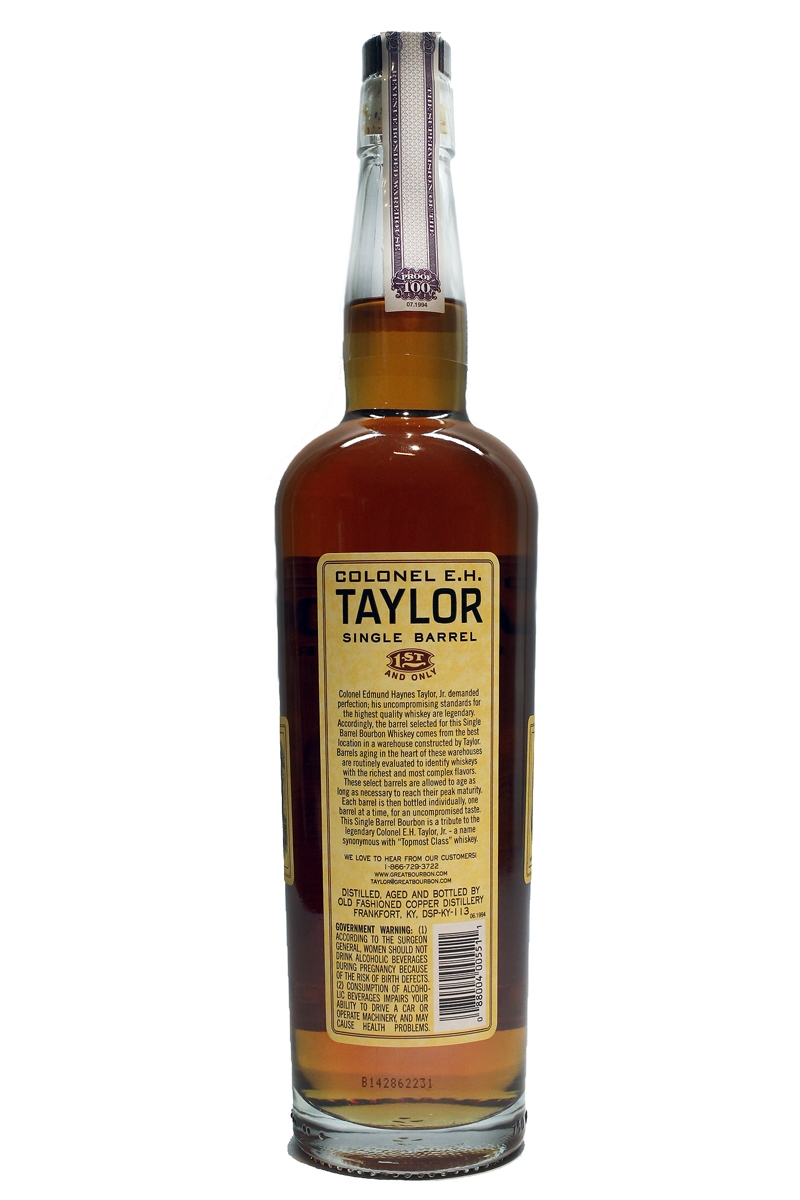 Colonel e h taylor single barrel bourbon 100 proof oaksliquors